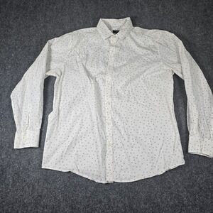 Alfani Dress Shirt Men's Large L White Patterned Button Down‎